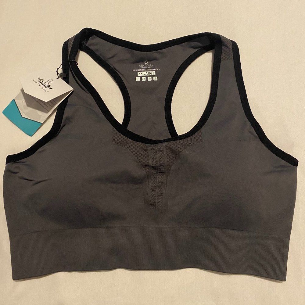 HeathYoga Women's Padded Racerback Sports Bra P43 Gray XXL
